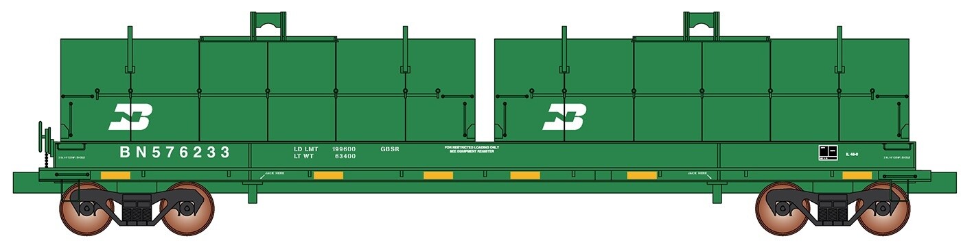 100 Ton Coil Car-BN Green - ex-SLSF, Road Number: 576233