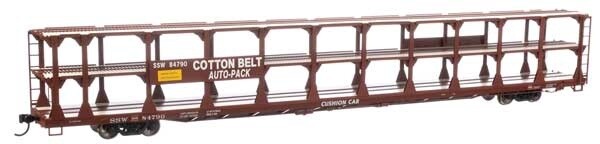 89&#39; Flatcar w/Tri-Level Open Auto Rack -  Southern Pacific(TM) Rack St. Louis Southwestern(TM) Flatcar #84790