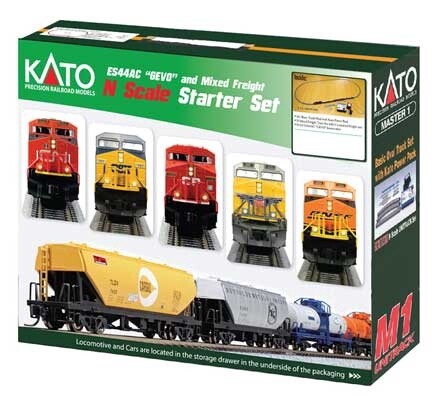 GE ES44AC GEVO Mixed Freight Starter Set -- BNSF Railway (Wedge), 6 Cars; Unitrack M1 Basic 4-1/2 x 2&#39; Oval, Power Pack