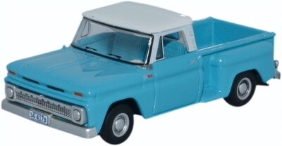 Oxford 1965 Chevrolet Stepside Pickup - Assembled -- Light Blue, White
