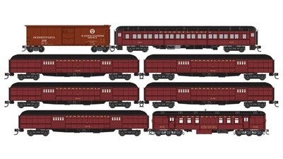Mail Train 8-Car Set - Ready to Run -- Pennsylvania Railroad (Tuscan, black)