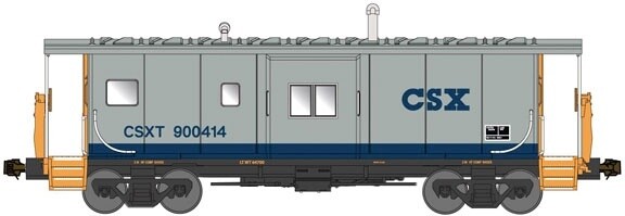 International Car Bay Window Caboose Phase 4 - Ready to Run -- CSX 900413 (gray, blue, yellow)