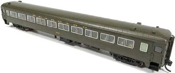 Osgood Bradley Lightweight 10-Window Coach No Skirts - Ready to Run -- Seaboard Air Line 833 (Pullman Green, Hatch Roof)