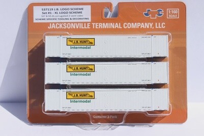 JB HUNT 3-pack Set #1 - 53&#39; HIGH CUBE 8-55-8 corrugated containers with stackable Magnetic system.