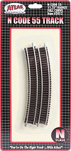 Code 55 Track w/Nickel-Silver Rail &amp; Brown Ties -- 11-1/4&quot; Radius Full Curve pkg(6)