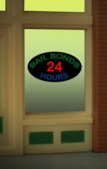 Bail Bonds sign Size 2&quot; W x 2.2&quot; T Suitable for HO/O scales