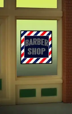 Barber window sign Size 2&quot; W x 2.2&quot; T Suitable for HO/O scales