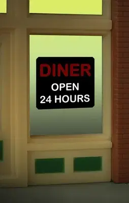 Diner window sign Size 2&quot; W x 2.2&quot; T Suitable for HO/O scales