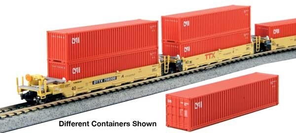 Maxi-I 5-Unit Container Well Car w/40' Containers - TTX #759368 Yang Ming Containers