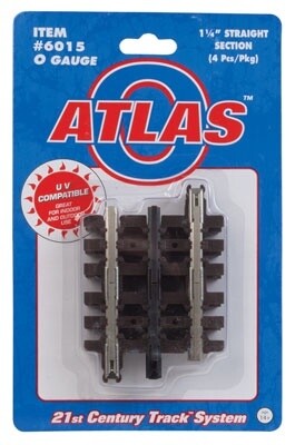 21st Century Track System(TM) Nickel Silver Rail w/Brown Ties - 3-Rail -- Straight - 1-1/4&quot; 3.2cm pkg(4)