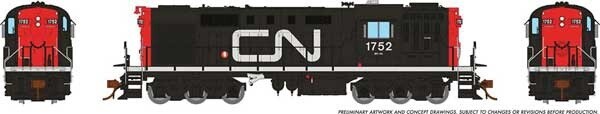 MLW-CN RSC-14 - LokSound and DCC -- Canadian National NOODLE SCEME, Road Number: 1752