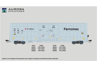 Aurora Miniatures HO Scale Greenbrier 7550 cf 60’ Plate F Boxcar FXE, Road Number: FXE 874680