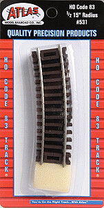 Code 83 Curved Snap Track -- 1/2 Section - 15&quot; Radius pkg(4)