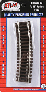 Code 83 Curved Snap Track -- 1/2 Section - 18&quot; Radius pkg(4)