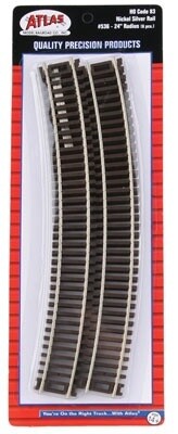 Code 83 Curved Snap Track -- 24&quot; Radius w/Brown Ties pkg(6)
