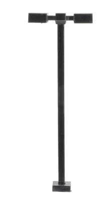 HO Scale Double-Arm Square LED Light 3-Pack -- Black (warm white LED) 15 Scale Feet Tall