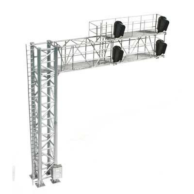 2-Track Modern Cantilever Signal Bridge - All Scales Signal System -- 4 Signal Heads, Left-Hand