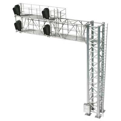 2-Track Modern Cantilever Signal Bridge - All Scales Signal System -- 4 Signal Heads, Right-Hand