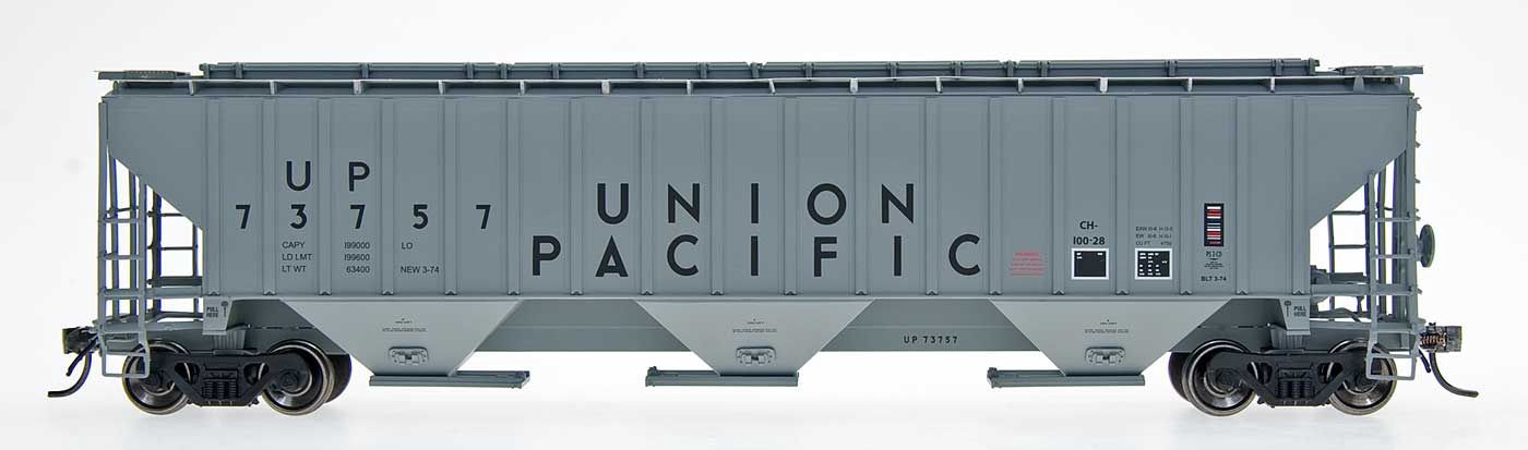 InterMountain HO 4750 Cu Ft 3-Bay Rib-Sided Hopper (UNION PACIFIC)
