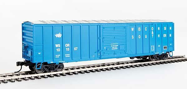 Walthers Mainline 50&#39; ACF Exterior Post Boxcar - Ready to Run -- Wisconsin &amp; Southern (blue, white; Small Goose Logo)