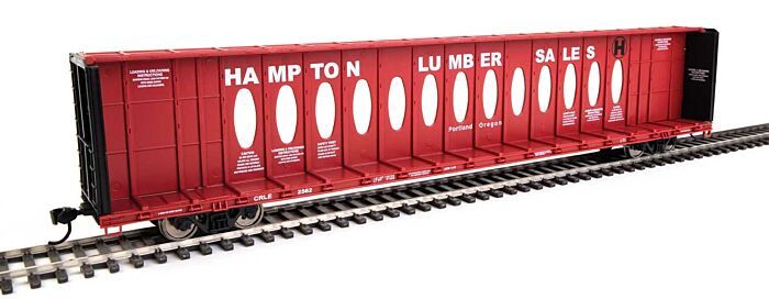Walthers Mainline 72&#39; Centerbeam Flatcar w/Opera Windows - Ready to Run -- Hampton Lumber CRLE