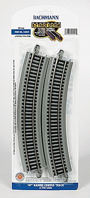 Bachmann Curved Track w/ Nickel Silver Rail &amp; Gray Roadbed - E-Z Track(R) -- 18" 45.7cm Radius pkg(4)