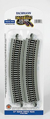 Bachmann Curved Track w/ Nickel Silver Rail &amp; Gray Roadbed - E-Z Track(R) -- 22&quot; 55.9cm Radius pkg(4)