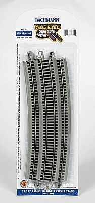 Bachmann Curved Track w/ Nickel Silver Rail &amp; Gray Roadbed - E-Z Track(R) -- 33-1/4&quot; Radius, 18-Degree Curve pkg(5)