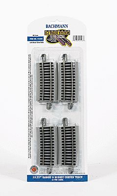 Bachmann Curved Track w/ Nickel Silver Rail &amp; Gray Roadbed - E-Z Track(R) -- 33-1/4&quot; Radius 6-Degree Curve pkg(4)