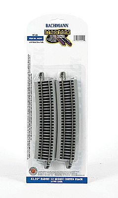 Bachmann Curved Track w/ Nickel Silver Rail &amp; Gray Roadbed - E-Z Track(R) -- 33-1/4&quot; Radius 12-Degree Curve pkg(4)