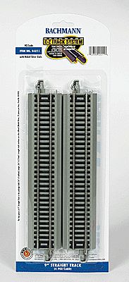 Bachmann Straight Track w/Nickel Silver Rail &amp; Gray Roadbed - E-Z Track(R) -- 9&quot; 22.9cm pkg(4)