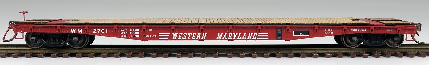 InterMountain HO 53&#39;6&#39; AAR 70 Ton Flat Car - Western Maryland