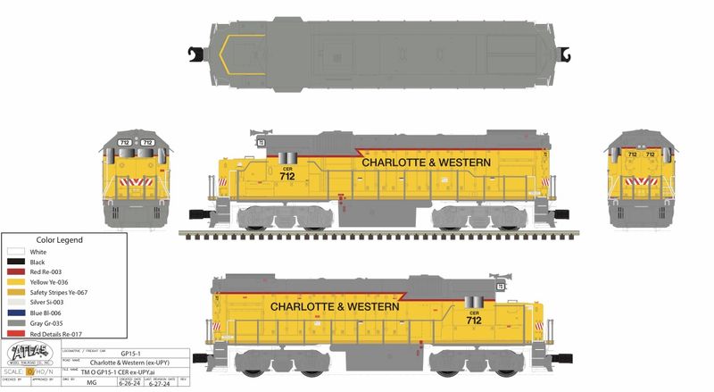 Atlas O Tman GP15 Charlotte &amp; Western #712 (PRE-ORDER)