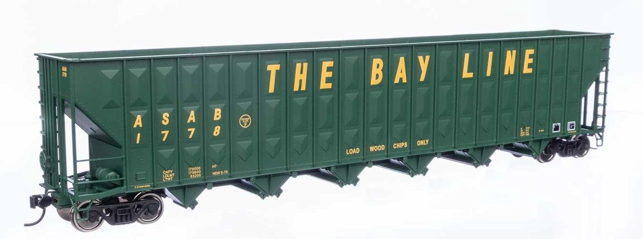 Walthers Mainline HO  73&#39;3&quot; Greenville 7,000 Cubic Foot Wood Chip Hopper Atlanta &amp; St. Andrews Bay ASAB