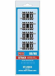 Code 100 Nickel Silver Special Short Straight - Setrack -- 1-5/8" 4.1cm pkg(4)