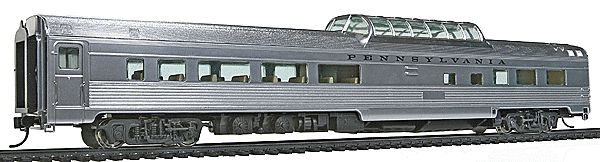 85&#39; Budd Dome Coach - Ready to Run -- Pennsylvania Railroad (Plated Metal, black lettering)