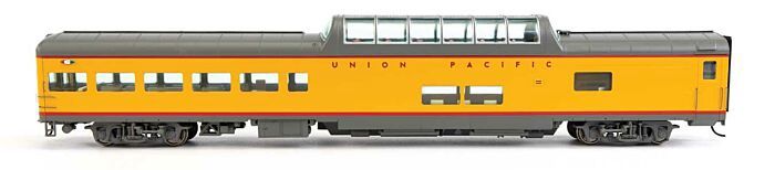 Walthers Proto - 85&#39; ACF Observation Dome Lounge - Ready to Run - Standard -- Union Pacific(R) (Armour Yellow, gray; City of Portland Tail Sign)