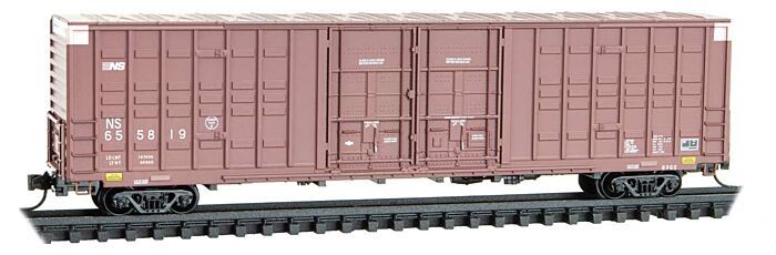 Micro Trains - Berwick 60&#39; Excess-Height Waffle-Side Double Plug-Door Boxcar - Ready to Run -- Norfolk Southern