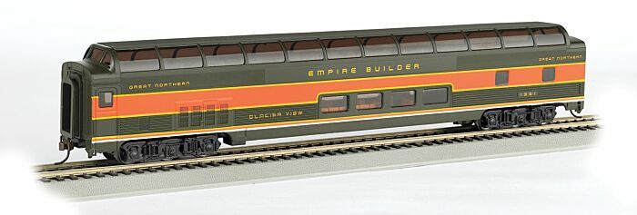 Bachmann - Budd 85&#39; Full-Length Dome w/Lights - Ready to Run - Silver Series(R) -- Great Northern (Omaha Orange, Pullman Green)