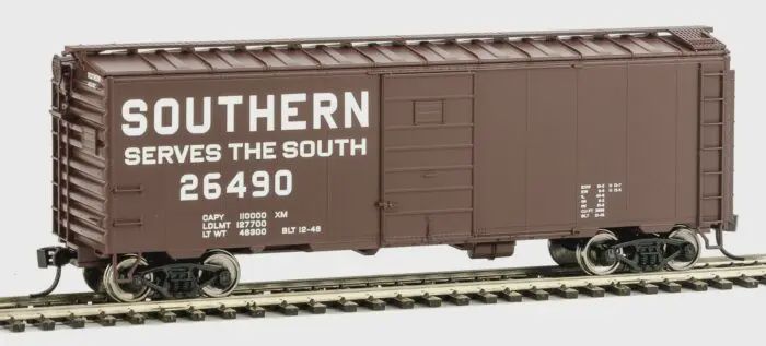 Walthers Mainline-40&#39; PS-1 Boxcar - Ready to Run -- Southern Railway (Boxcar Red, &quot;Serves the South&quot; Slogan)