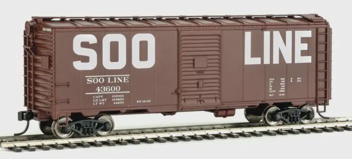 Walthers Mainline 40&#39; AAR Modified 1937 Boxcar - Ready to Run -- Soo Line #43600 (Boxcar Red, Squared Block Lettering)