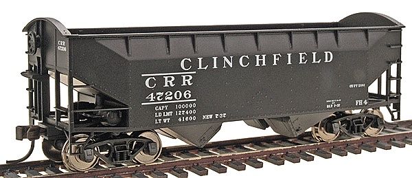 Atlas - HO Trainman(R) 2-Bay Offset Side Hopper - Round End -- Clinchfield #47206 (black, white)
