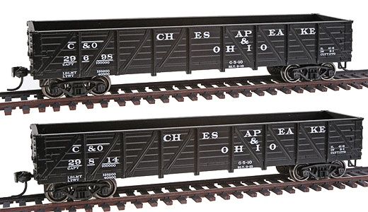 PROTO 1000 USRA 50-Ton Drop-Bottom Composite Gondola Limited-Run 2-Pack RTR -- Chesapeake &amp; Ohio  #29698, #29814