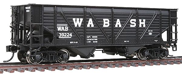 WalthersProto -34&#39; Wood-Sheathed War Emergency Hopper 3-Pack - Ready to Run -- Wabash #39015, 39186, 39224 (black)