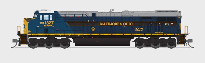 Broadway Limited- N Scale - GE ES44AC, CSX 1827, B&amp;O HERITAGE PAINT, Paragon4 Sound/DC/DCC, #8619