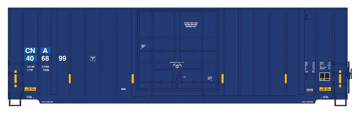 InterMountain - Gunderson 50&#39; High Cube Boxcars w/Modern Ends - Single Door - Canadian National, Road Number: 406842