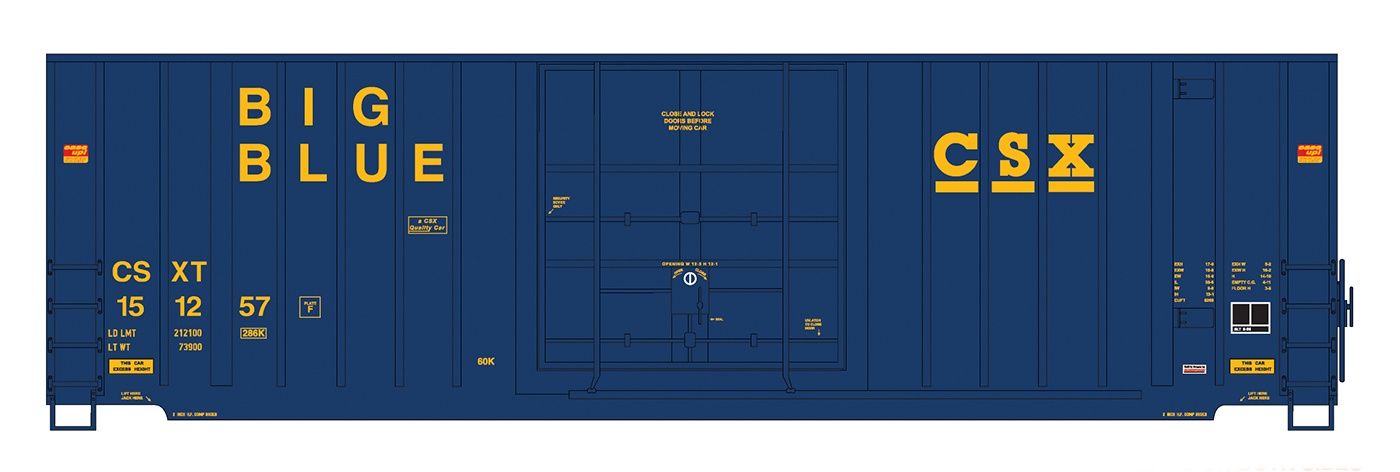 InterMountain - Gunderson 50&#39; High Cube Boxcars w/Modern Ends - Single Door - CSX Big Blue, Road Number: 151201