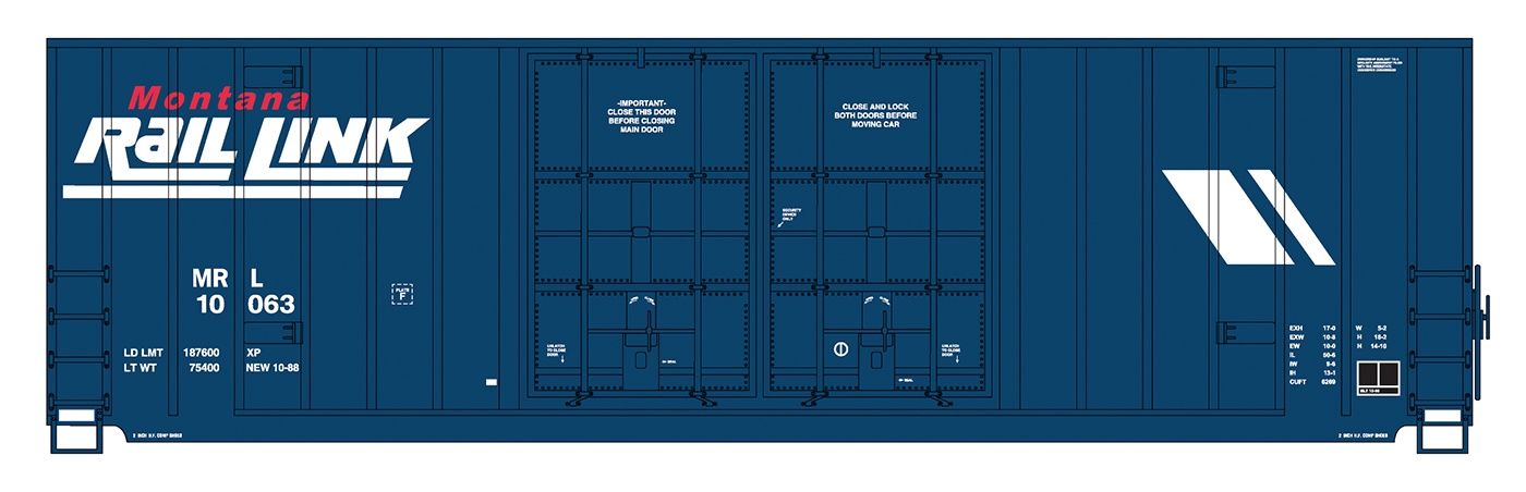 InterMountain - Gunderson 50&#39; High Cube Boxcars w/Modern Ends - Double Door - Montana Rail Link, Road Number: 10001