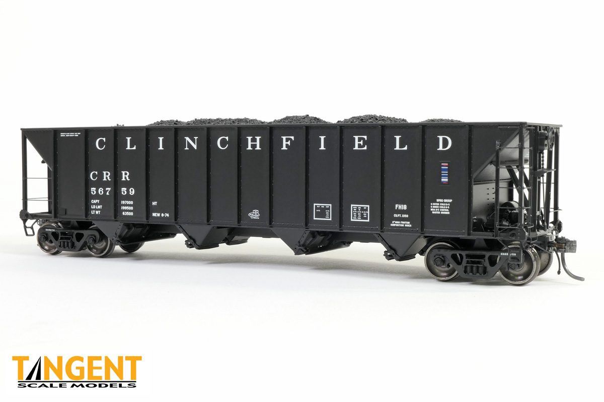 Tangent Clinchfield (CRR) &quot;FH18 Delivery Black 1974&quot; Bethlehem Steel 3350CuFt Quad Coal Hopper, Road Number: 56707