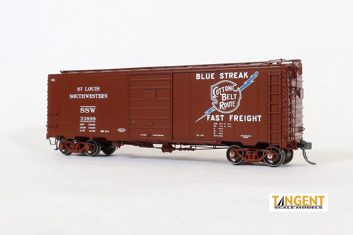 Pre-Owned, Like New- Tangent - St. Louis Southwest (SSW) Brown “Delivery 1951+” Pullman Standard 40′ Boxcar w/ 7′ Door